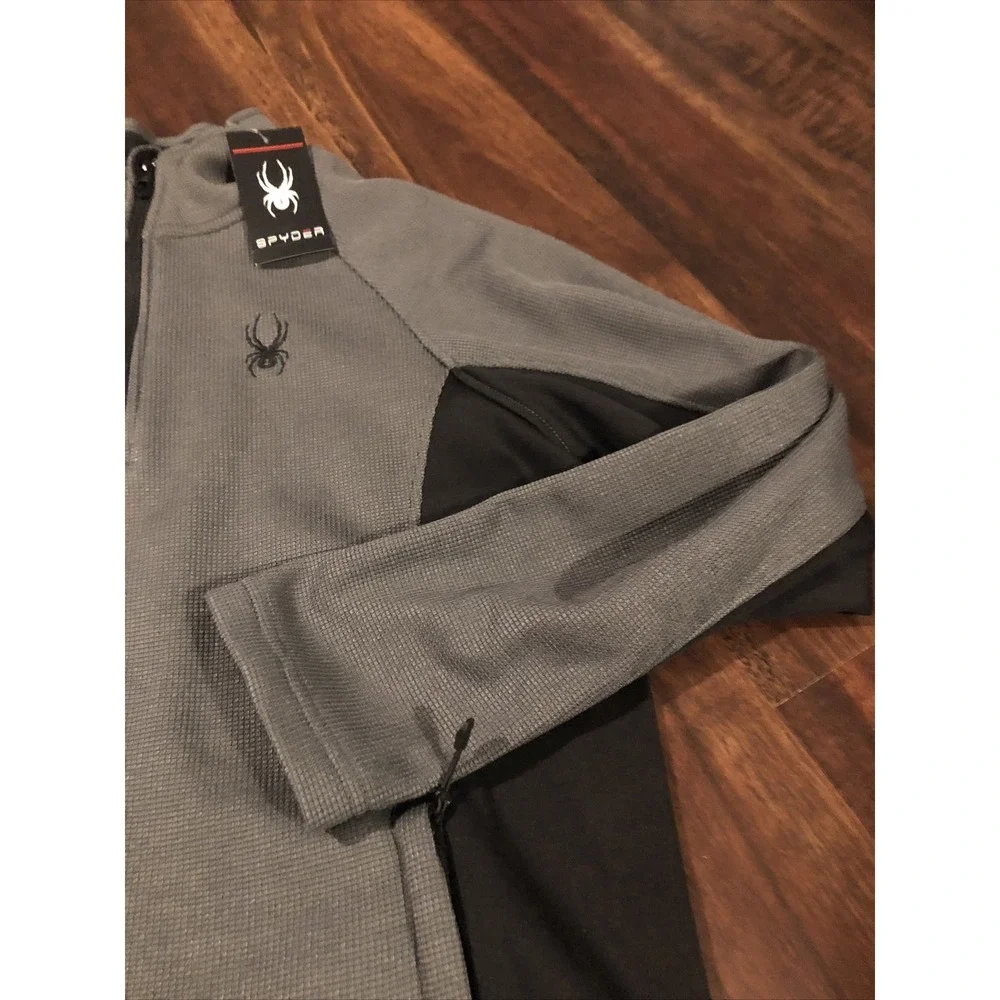 New Spyder Mens Ski 1/4 Jacket Size Medium‎ Gray Black